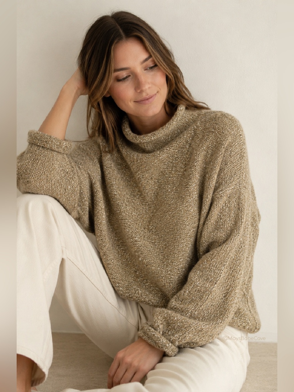 William Rast Marled Dolman Sleeve Mock Neck Wool Blend Cozy Sweater XS - Picture 2 of 14
